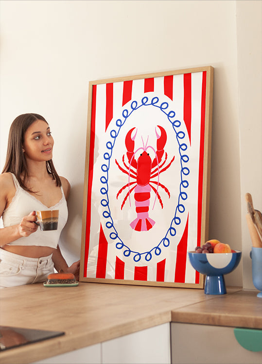 Bold Lobster Striped Wall Art (NEW) - Posterbox