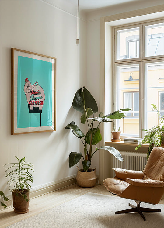 Pink Elephant Car Wash Vintage Sign (NEW) - Posterbox