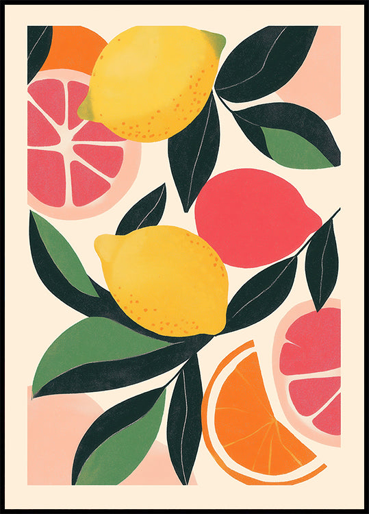 Citrus Fruit Illustration Plakat - Posterbox
