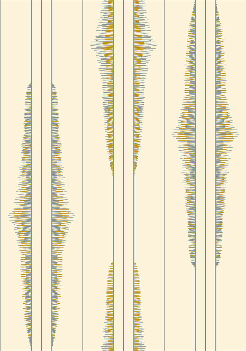 Boho ikat stripes cream and dusty blue pattern (NEW) - Posterbox