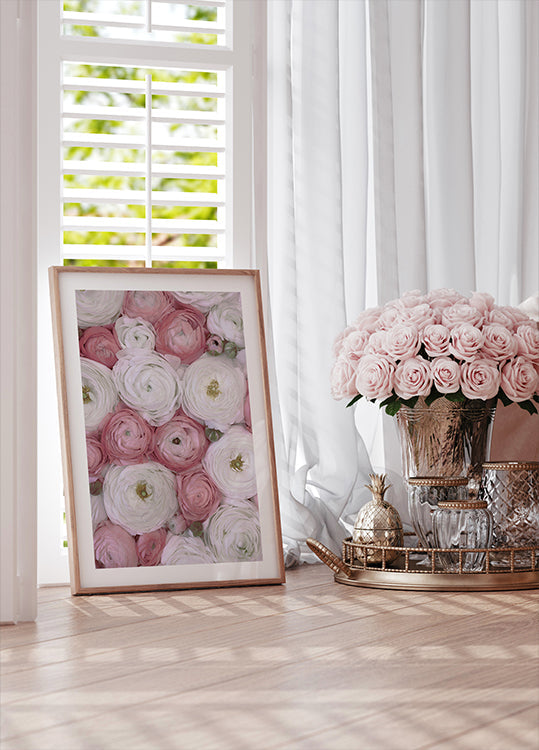 Scattered ranunculus in muted pink II (NEW)