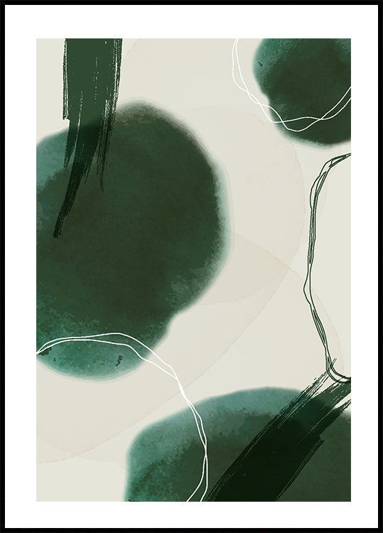 Abstract Green Shapes Art Poster - Posterbox.dk
