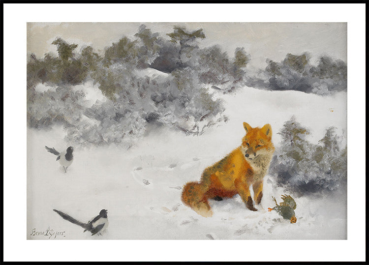 Fox in Winter Landscape By Bruno Liljefors No. 2 Poster - Posterbox.dk