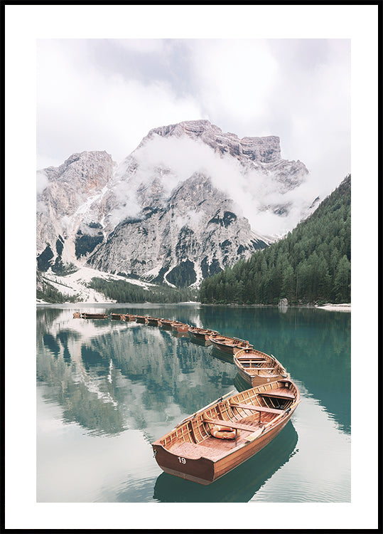 Boats At Braies Lake Poster - Posterbox.dk