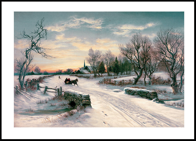 Horse And Carriage In Snow Poster - Posterbox.dk