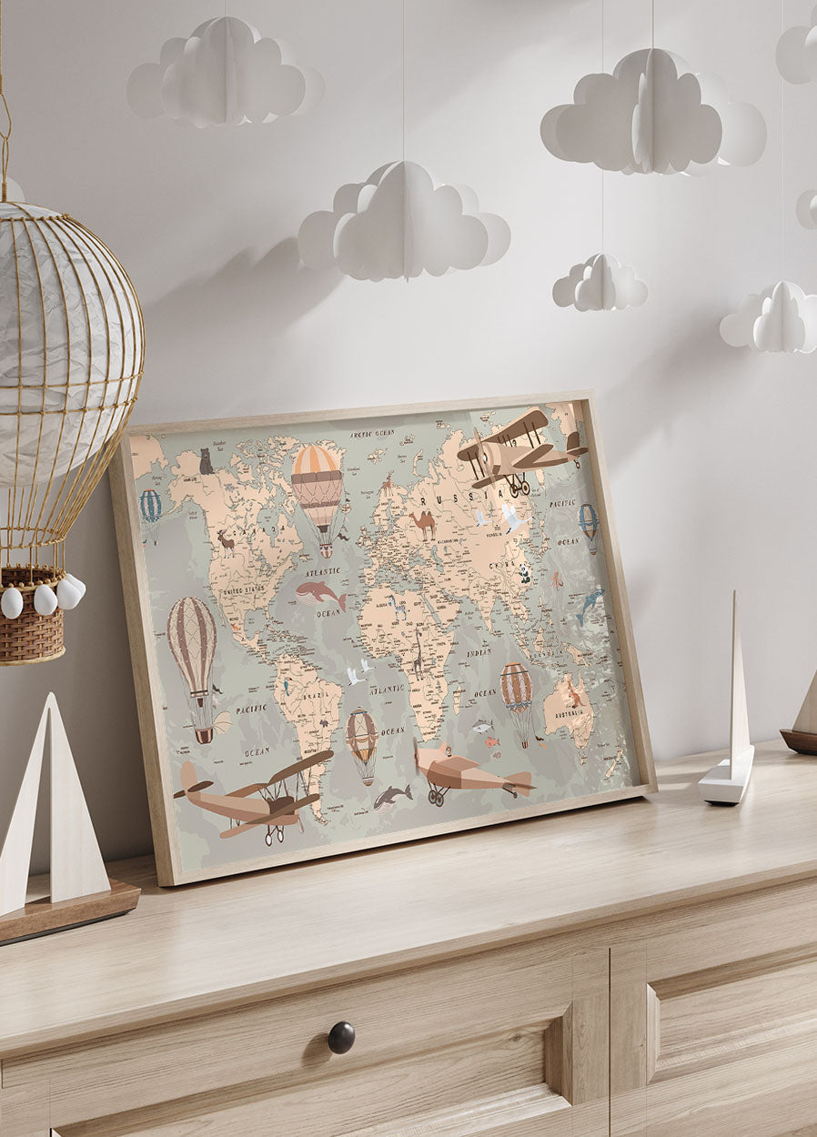 World Map Kids Room Poster - Posterbox.no