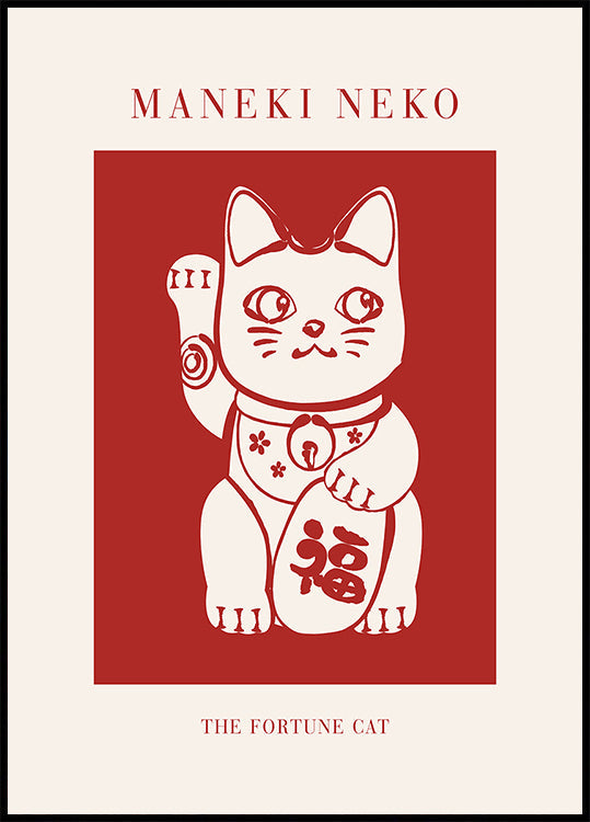 Maneki-Neko Cat Red - Posterbox