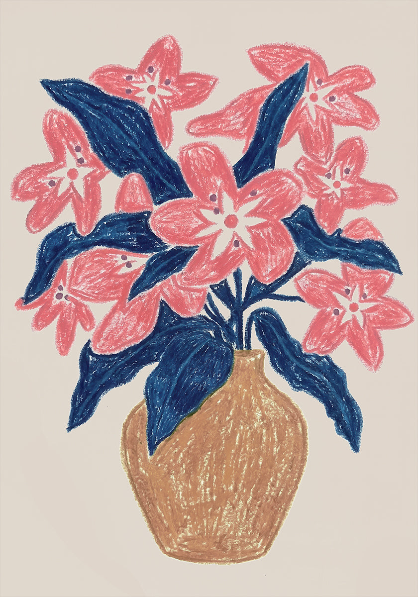 Pink Floral in Terracotta Vase (NEW) - Posterbox