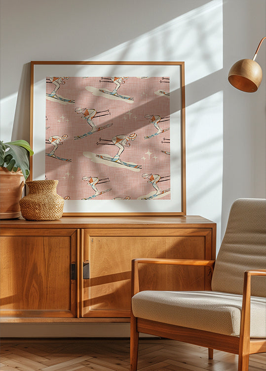 Winter Sports Retro Vintage Ski Blue.png Poster