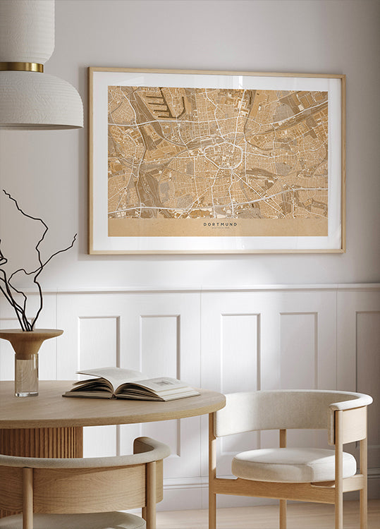Sepia vintage map of Dortmund Germany Poster