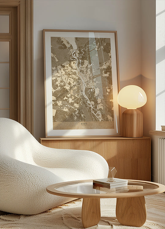 Sepia map of Kiev (pre-war) Poster