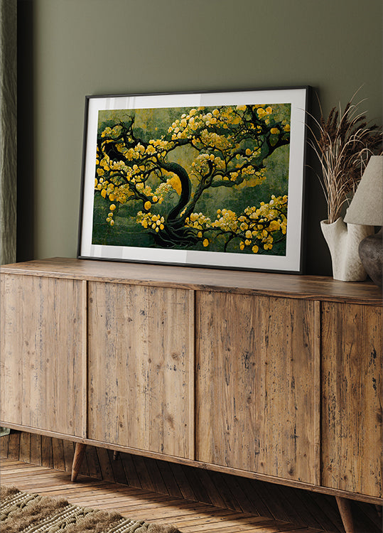 Golden Blossom Tree Poster
