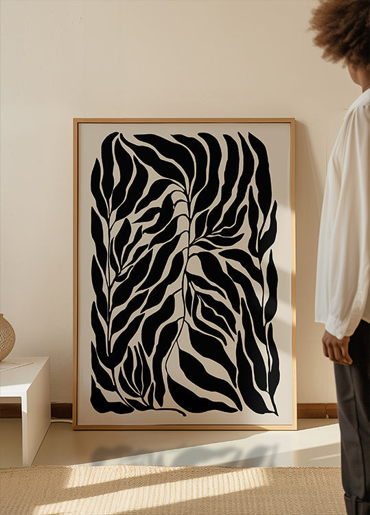 Black Leaf Silhouettes Poster