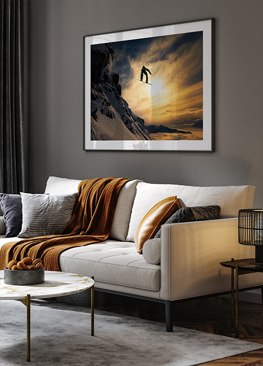 Sunset Snowboarding Poster