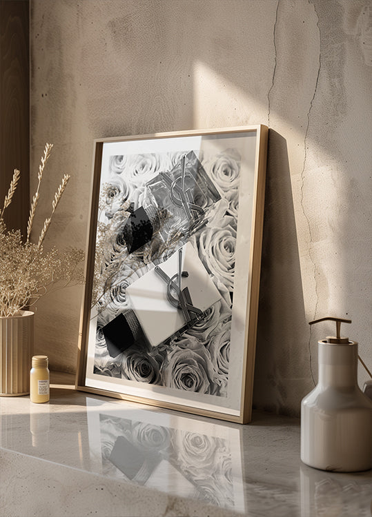 Yves Saint Laurent Perfume Black & White Poster
