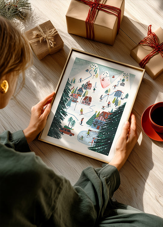 Nordic Skiing in the mountains at Christmas Poster