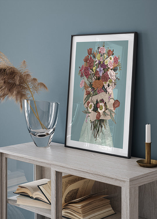 Gathering a Garden Teal Large Poster