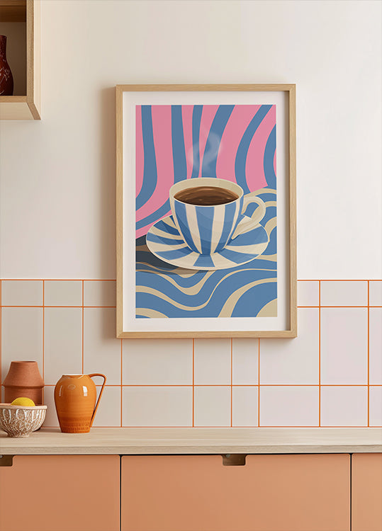 Striped Coffee Cup Poster