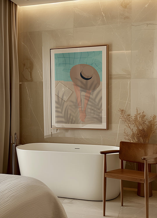 Enjoy the Moment 2, Summer Poolside with Book and Hat Poster
