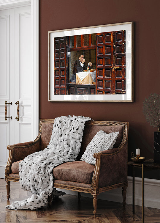 Lonely Man Dinner in Madrid's Latin Quarter Poster