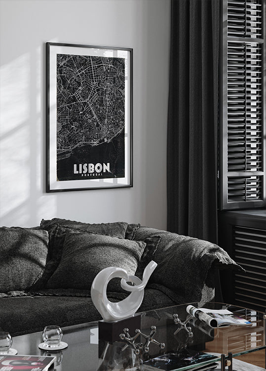 Lisbon Portugal Vintage Travel Map Poster