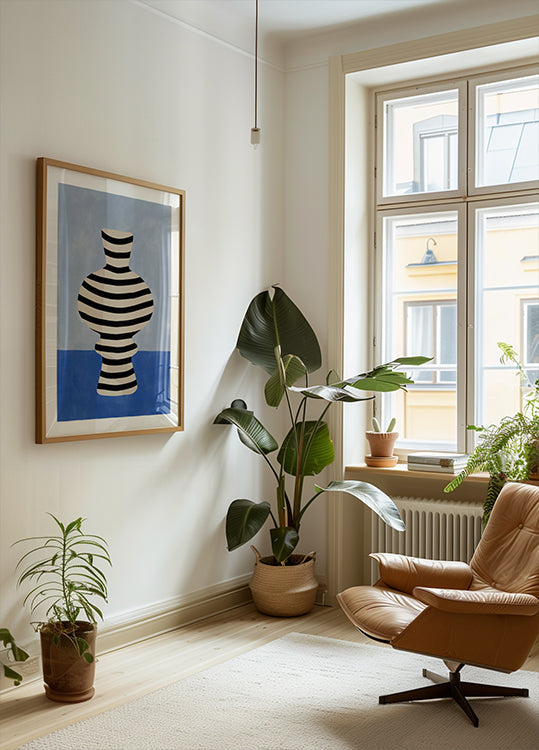 Striped Vase Illusion Poster