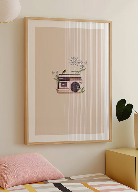 Floral vintage radio Poster