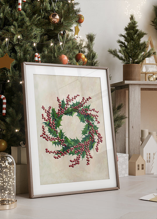 Holly wreath Poster