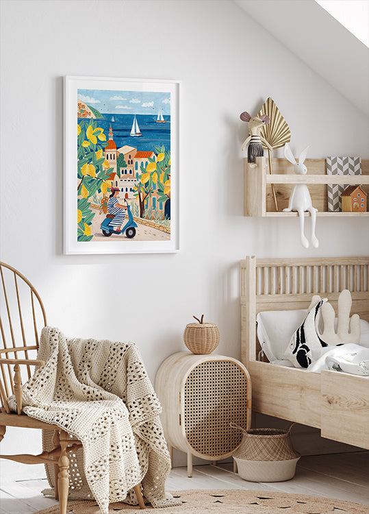 Travel woman on the Amalfi coast, Italy Poster