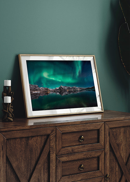 Lofoten Aurora Reflection Poster