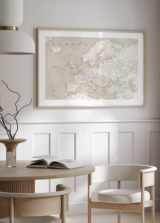 Vintage looking detailed map of Europe Poster