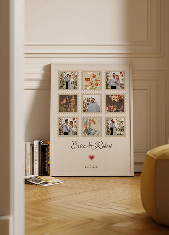 Elegant Wedding Photo Collage Personalized Poster