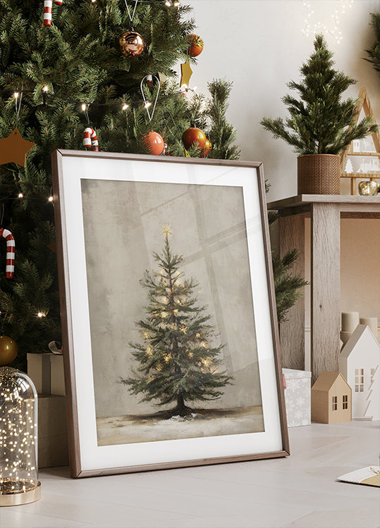Vintage Christmas Tree Poster