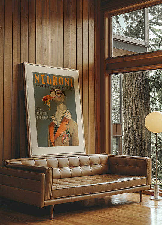 Vintage Art Deco Negroni Of A Fancy Seagull Poster