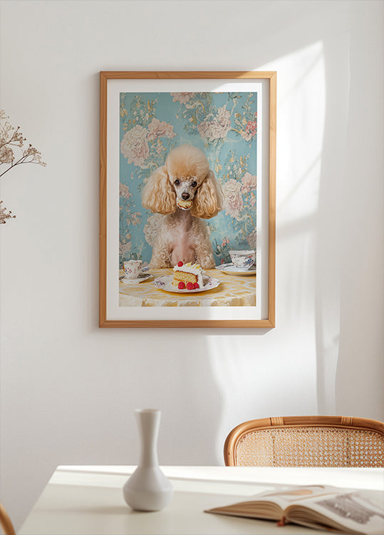 Poodle Sits At A Vintage Tea Table Poster