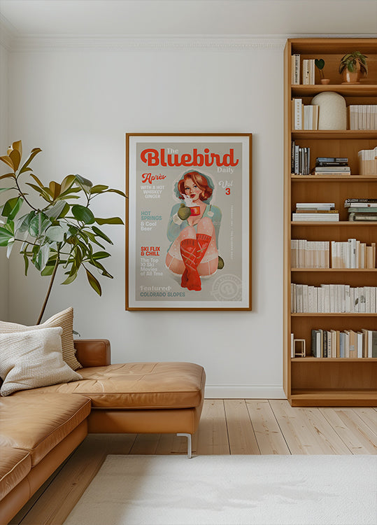 The Bluebird Daily Vintage Pin Up Ski Art Poster