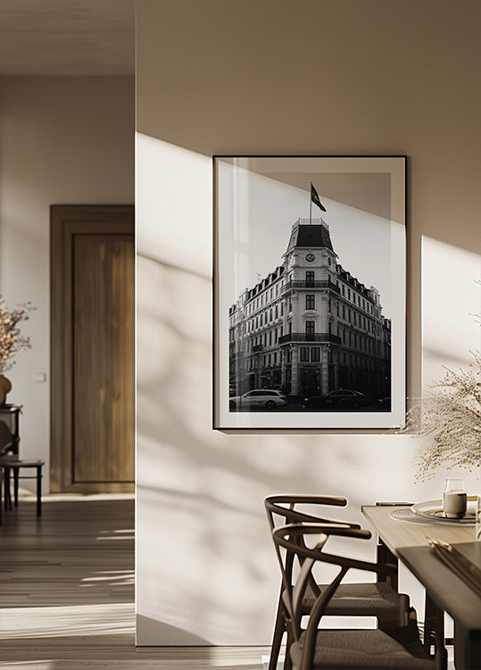 Copenhagen Historic Building Black & White Poster