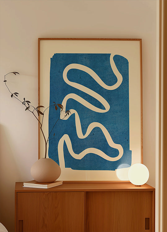 Geometric Abstract Minimal Blue Poster