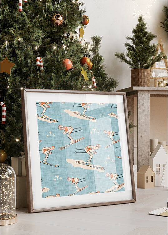 Winter Sports Retro Vintage Ski Blue.png Poster