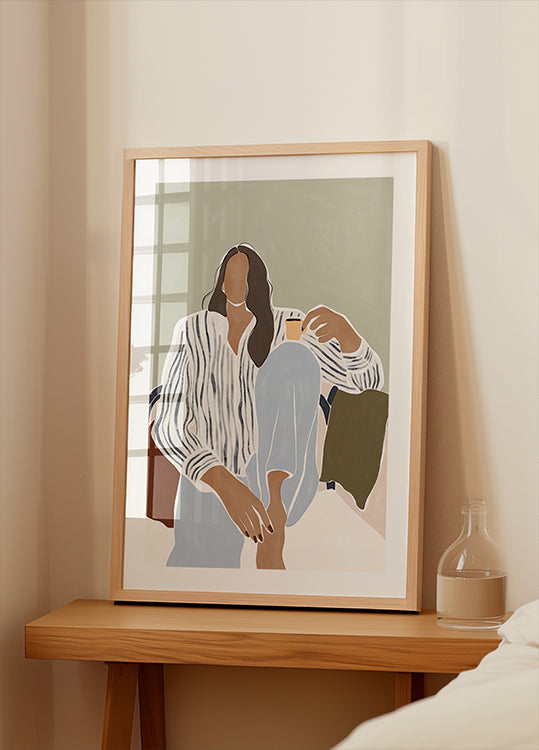 Woman Enjoying a Cup of Espresso Poster