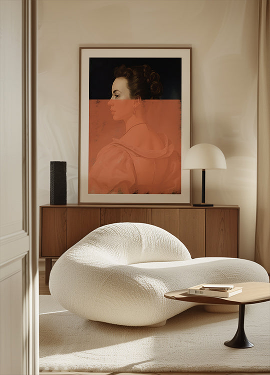 Altered Portrait of Woman Orange Modern Art