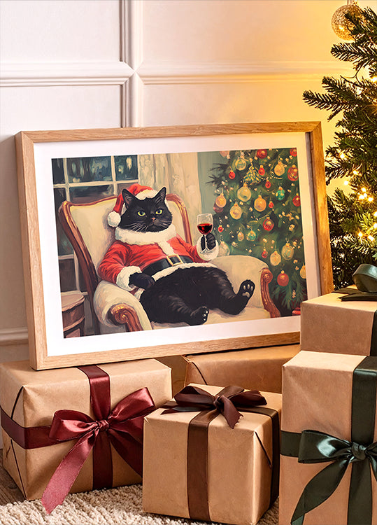 Christmas Chilling Cat Poster