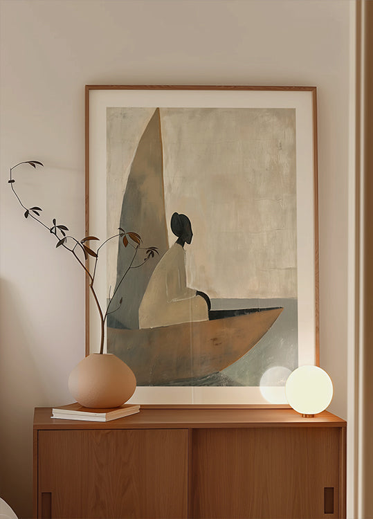 Woman On Boat Poster