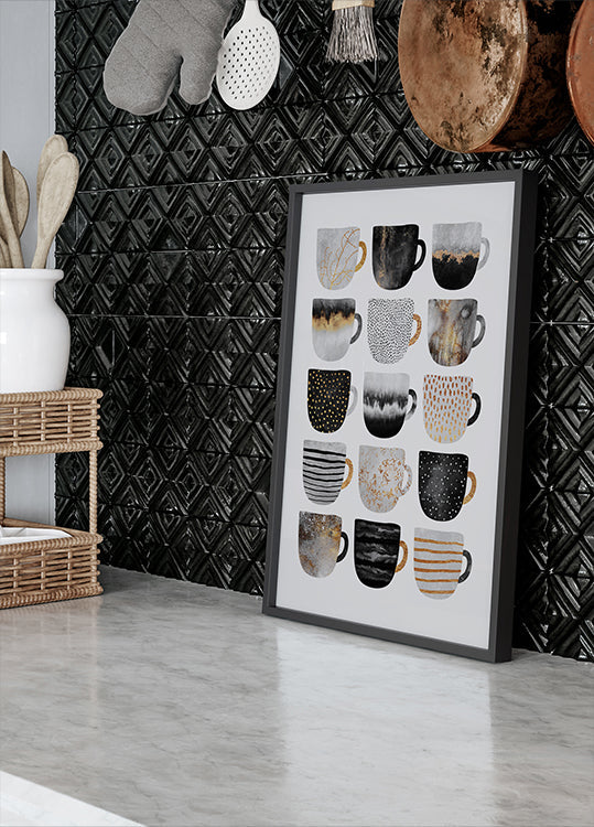 Pretty Coffee Cups Poster