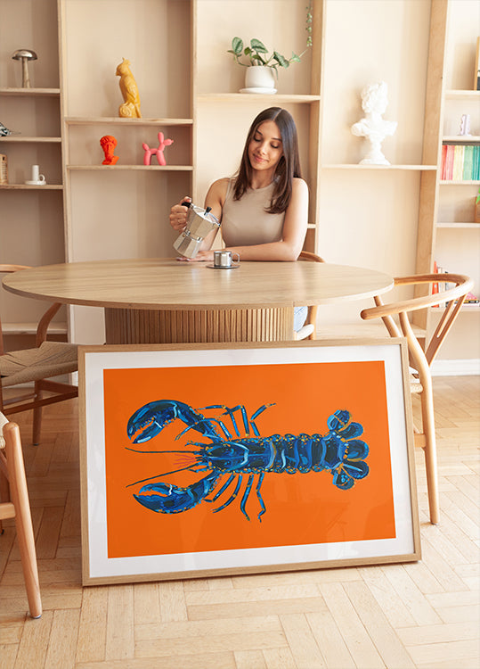 Lobster On Orange Poster