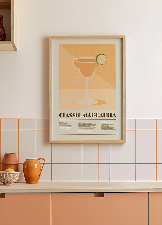 Classic Margarita Cocktail, Recipe Art Poster