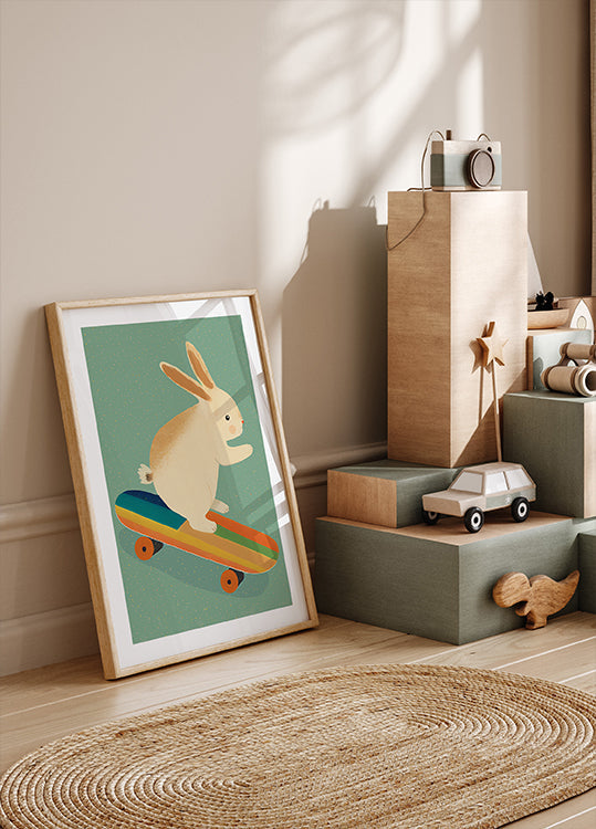 Skateboarding Bunny Poster