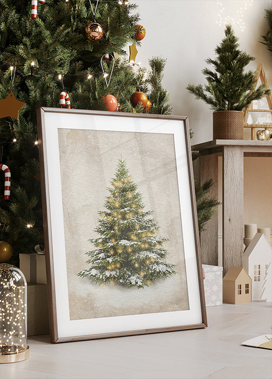 Vintage Christmas Tree Poster