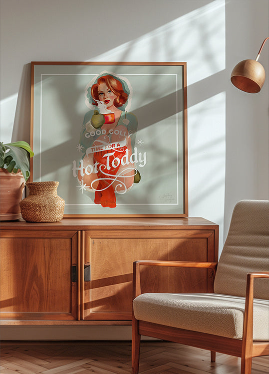 Hot Toddy Redhead Vintage Winter Cocktail Art Poster