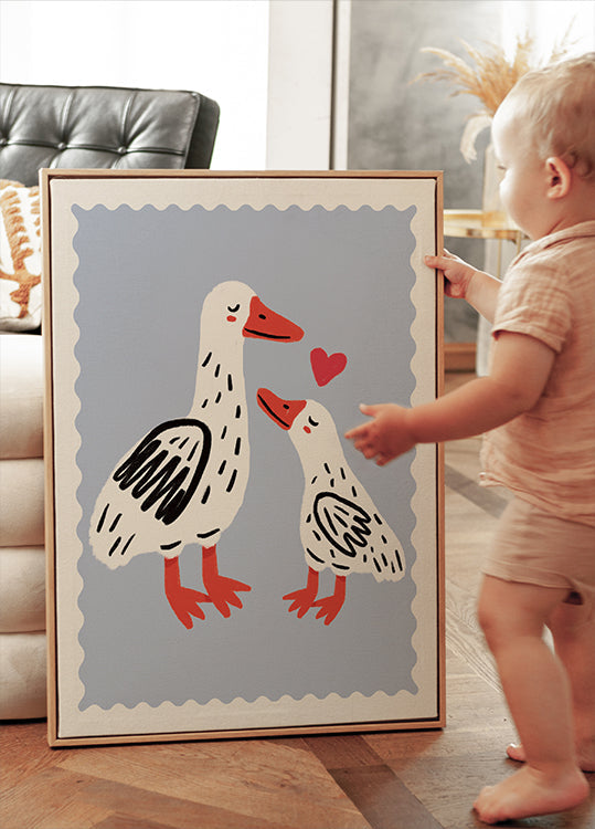Mother duck and duckling Poster